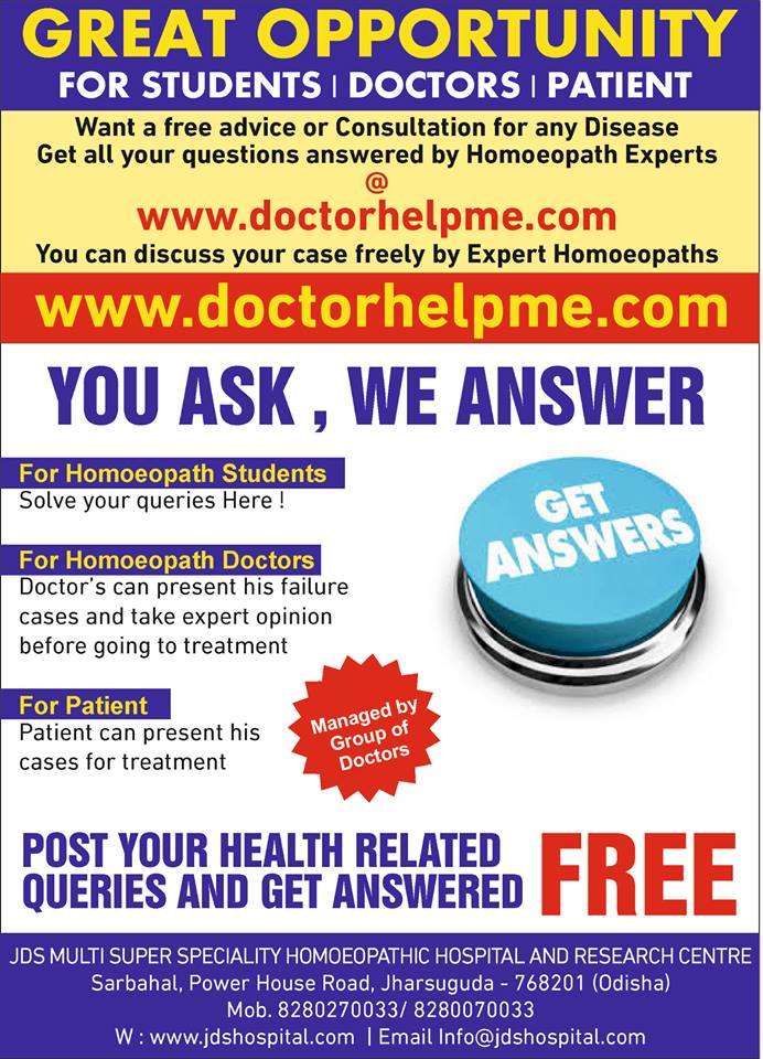Free Online Homoeopathic discussion forum for Doctors, Students & Patients.